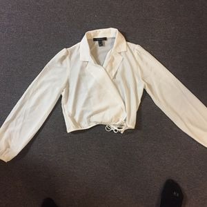 White wrap crop blouse